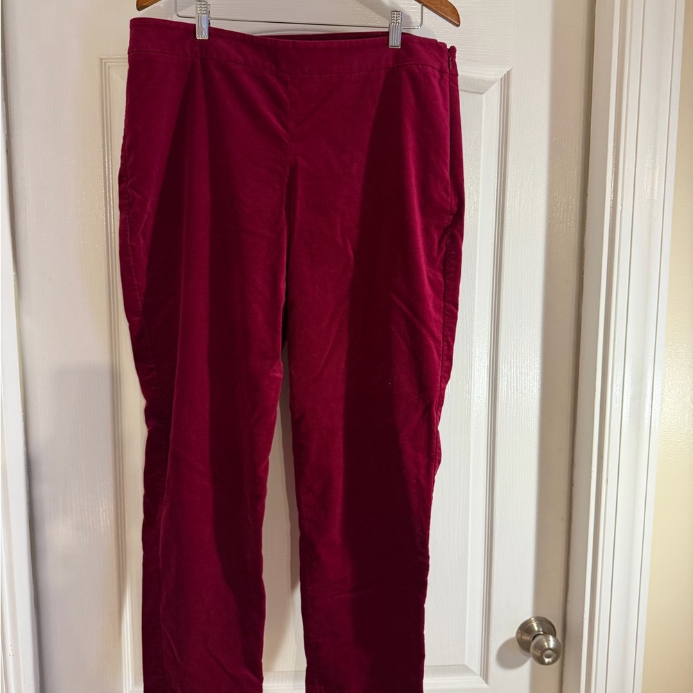 Talbots Magenta Velveteen Pants 16
